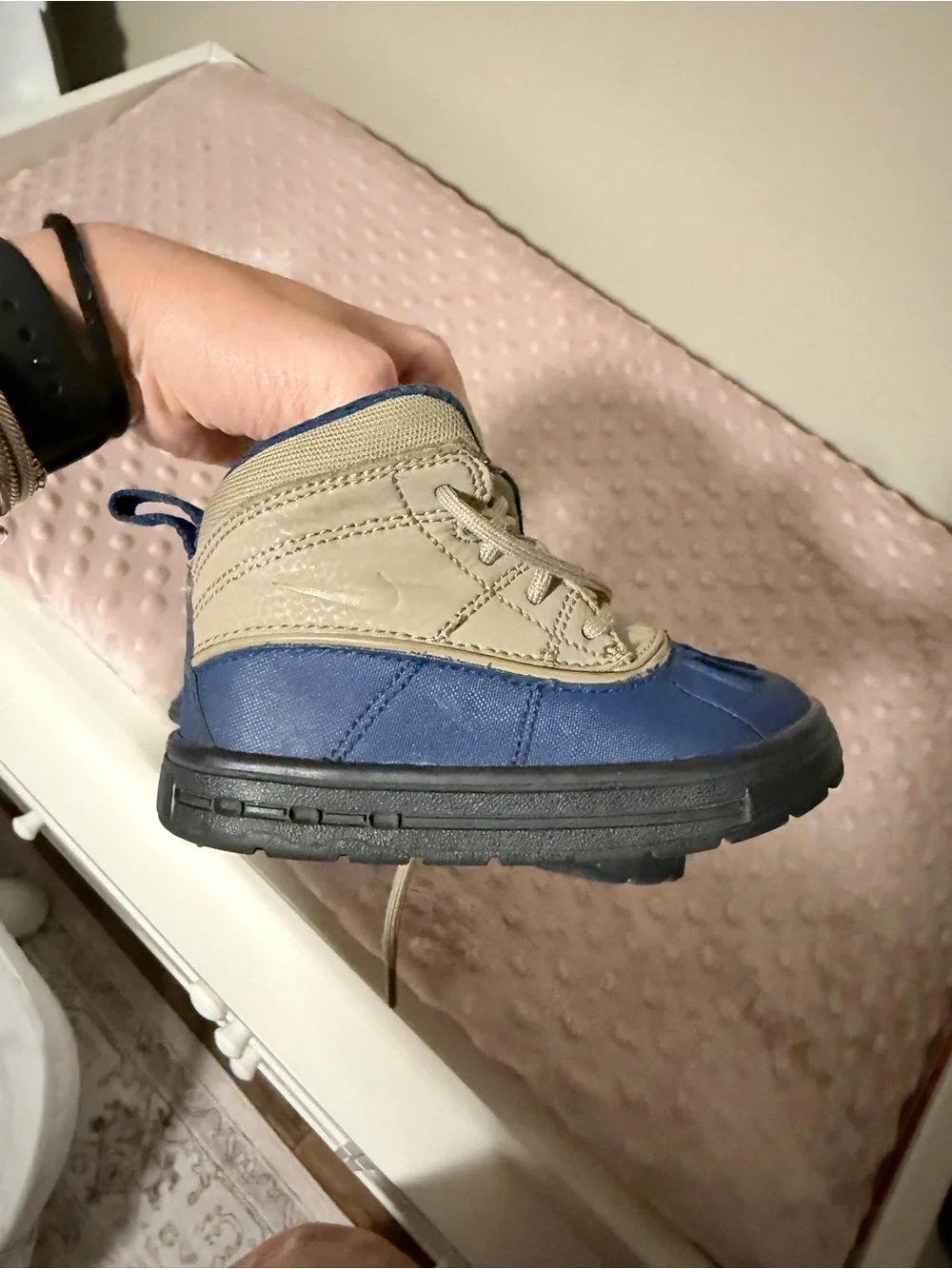 Nike Kids Blue and Tan High-Top Boots
